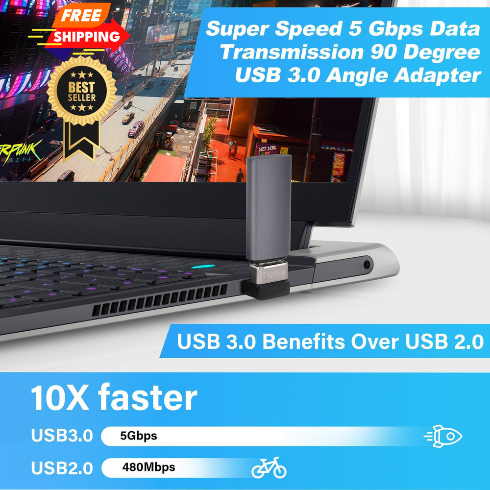 90 Degree USB 3.0 Adapter 4 Pack, (Up and Down) 4 Up Down Angle