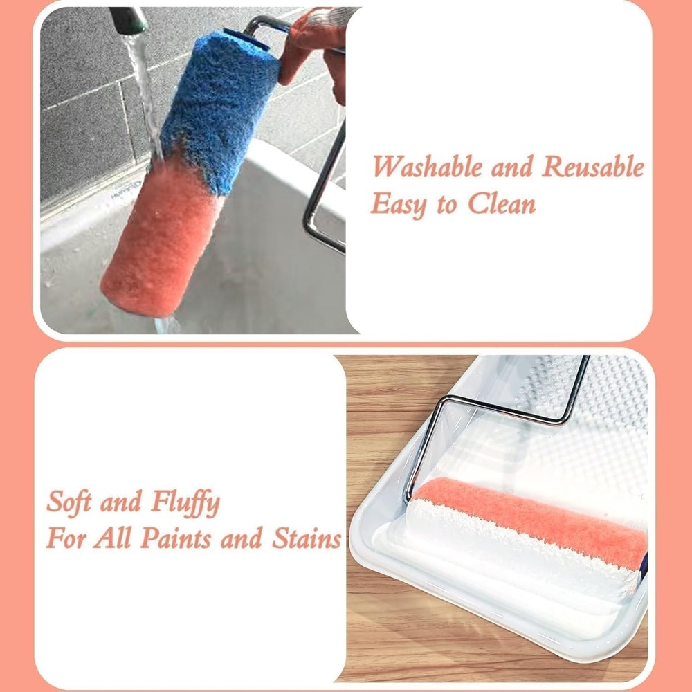 Versatile 9-Inch Paint Roller Covers, 18-Pack for Smooth & Textured Surfaces