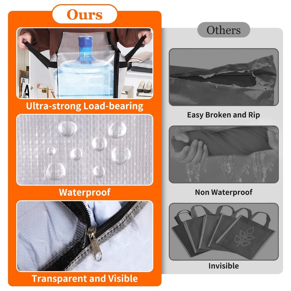 4 Pack Clear Storage Bags for Comforter, Clothes & Bedding, Plastic Blanket S...