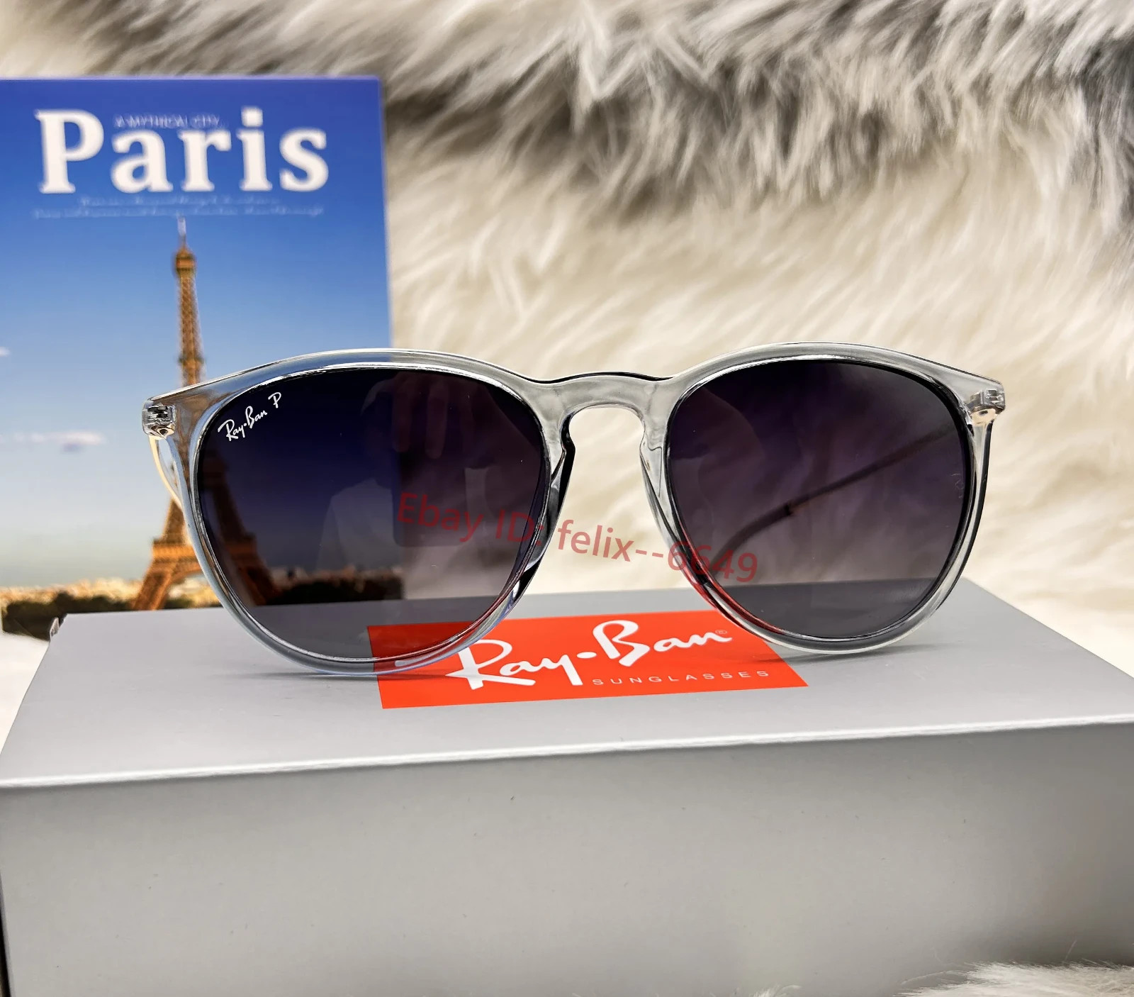 *New* Ray-Ban Erika RB4171 6592/T3 Polarized Sunglasses Blue Frame Grey UV Lens