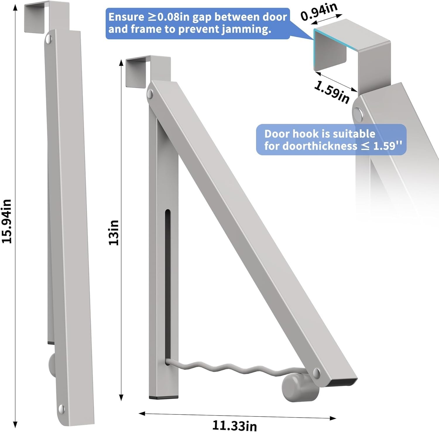 Foldable Over-The-Door Clothes Drying Rack - Space Saving in Warm Gray
