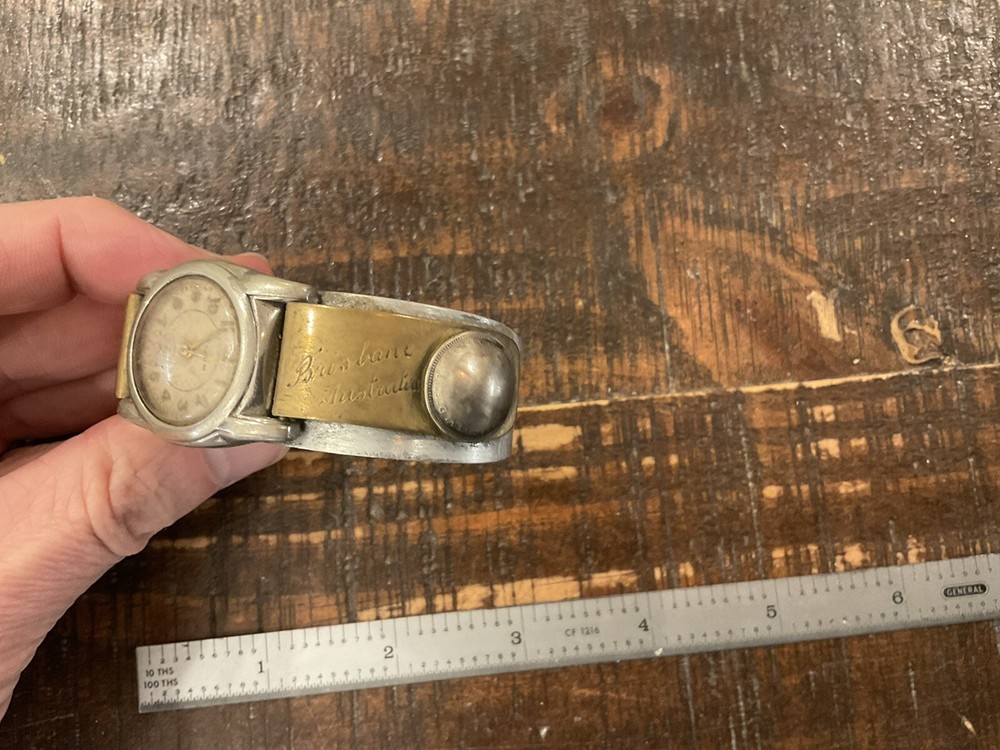 ORIGINAL WWII US GIS CUSTOM BAND W/ WATCH BRISBANE AUSTRALIA