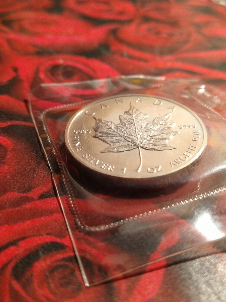 1989 $5 **SILVER** CANADA MAPLE LEAF QUEEN ELIZABETH IN ORIGINAL PLASTIC CASING