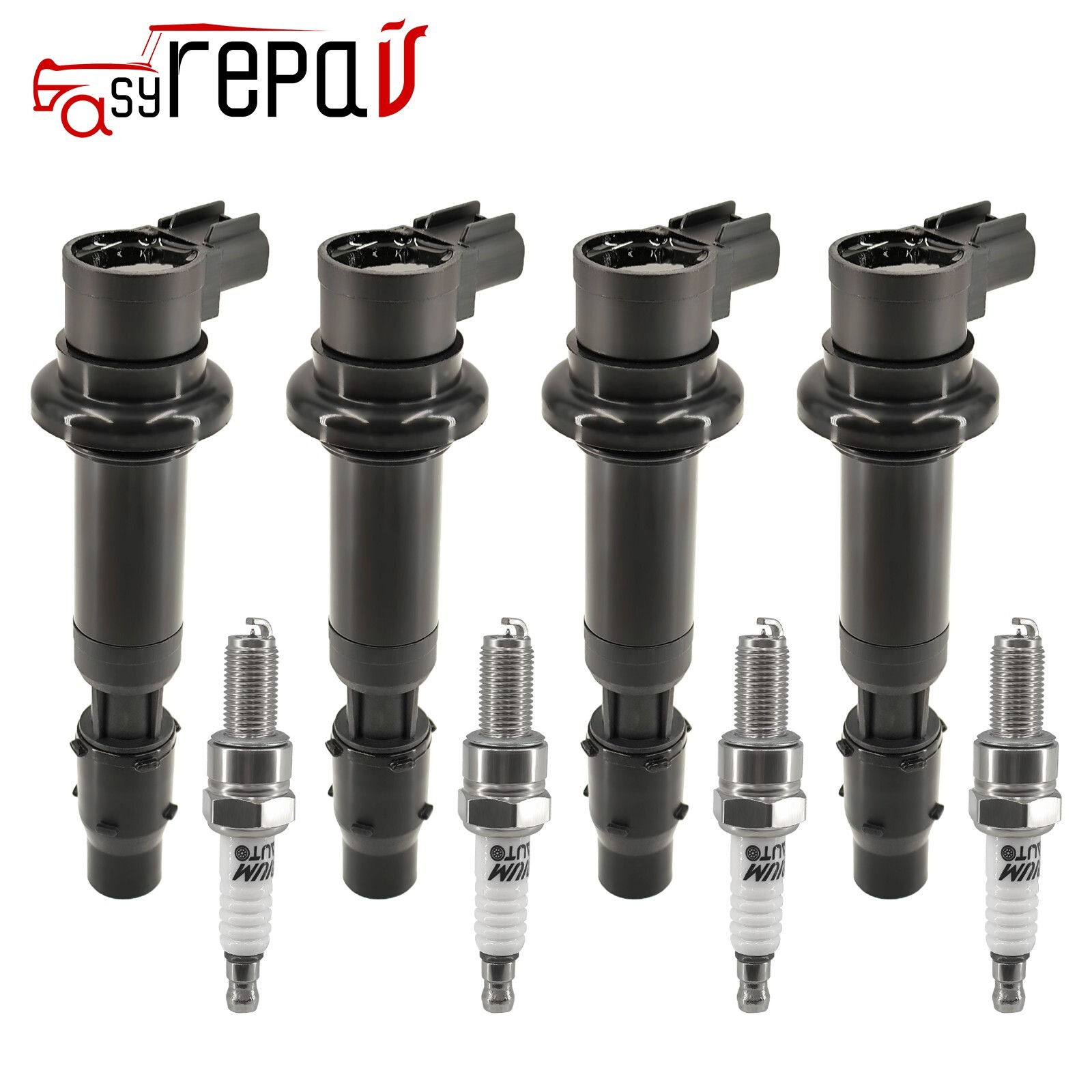4X Ignition Coil + Iridium Spark Plug for Kawasaki ZX-6R Ninja ZX600 ZX636 ZX600