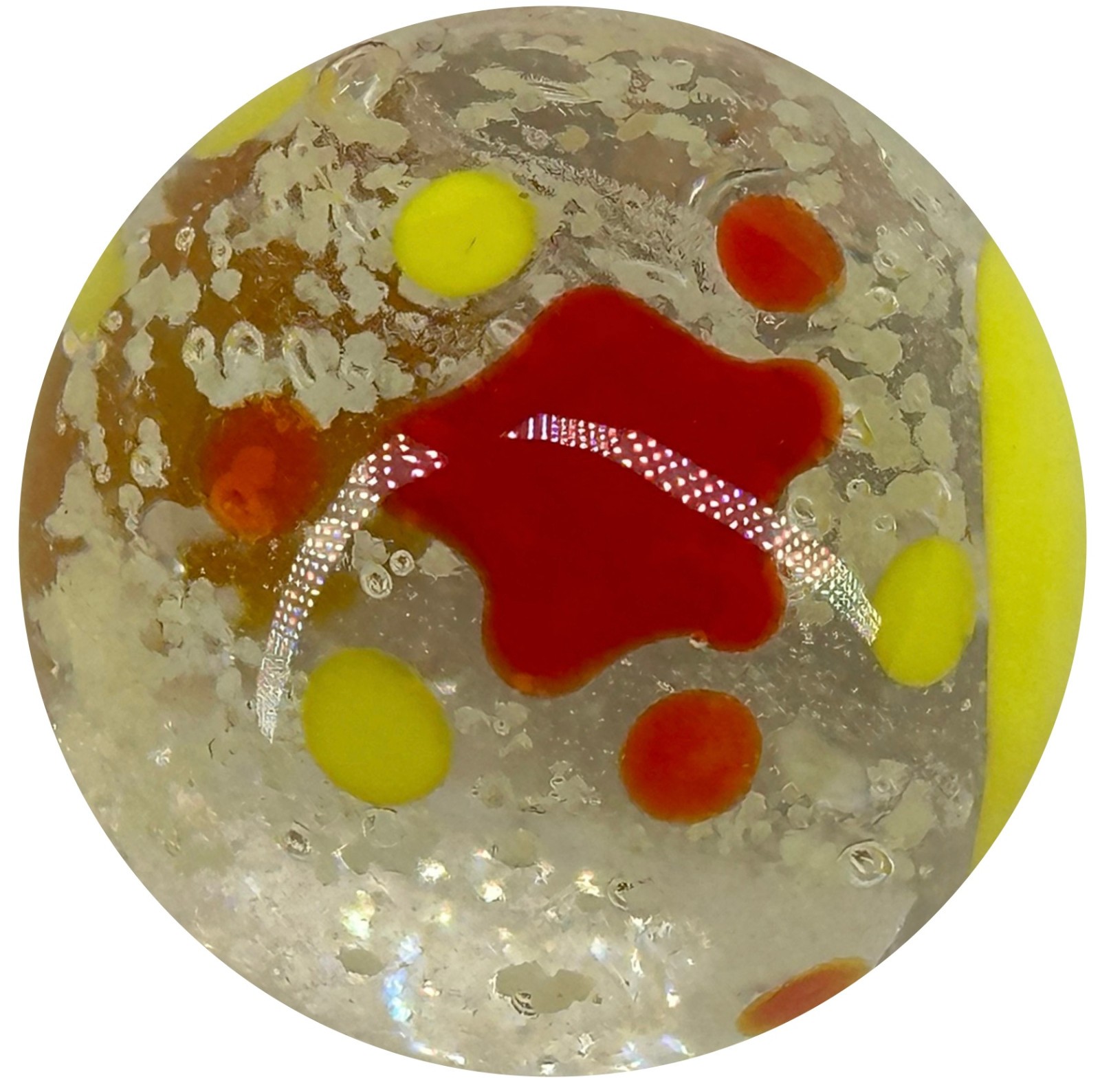 22mm MOON AND STARS Shooter GLOW IN THE DARK Handmade art glass Marble 7/8"