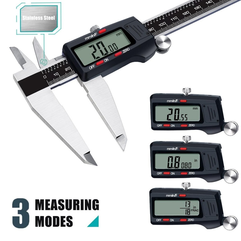 Precision Vernier Caliper - 12'' Digital Tool with Fraction & Metric Conversion