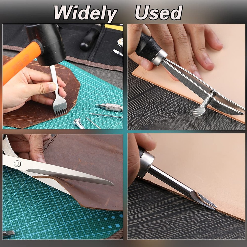 328PCS Leather Working Kit, Leather Working Tools with Manual - Stamp Tools, ...