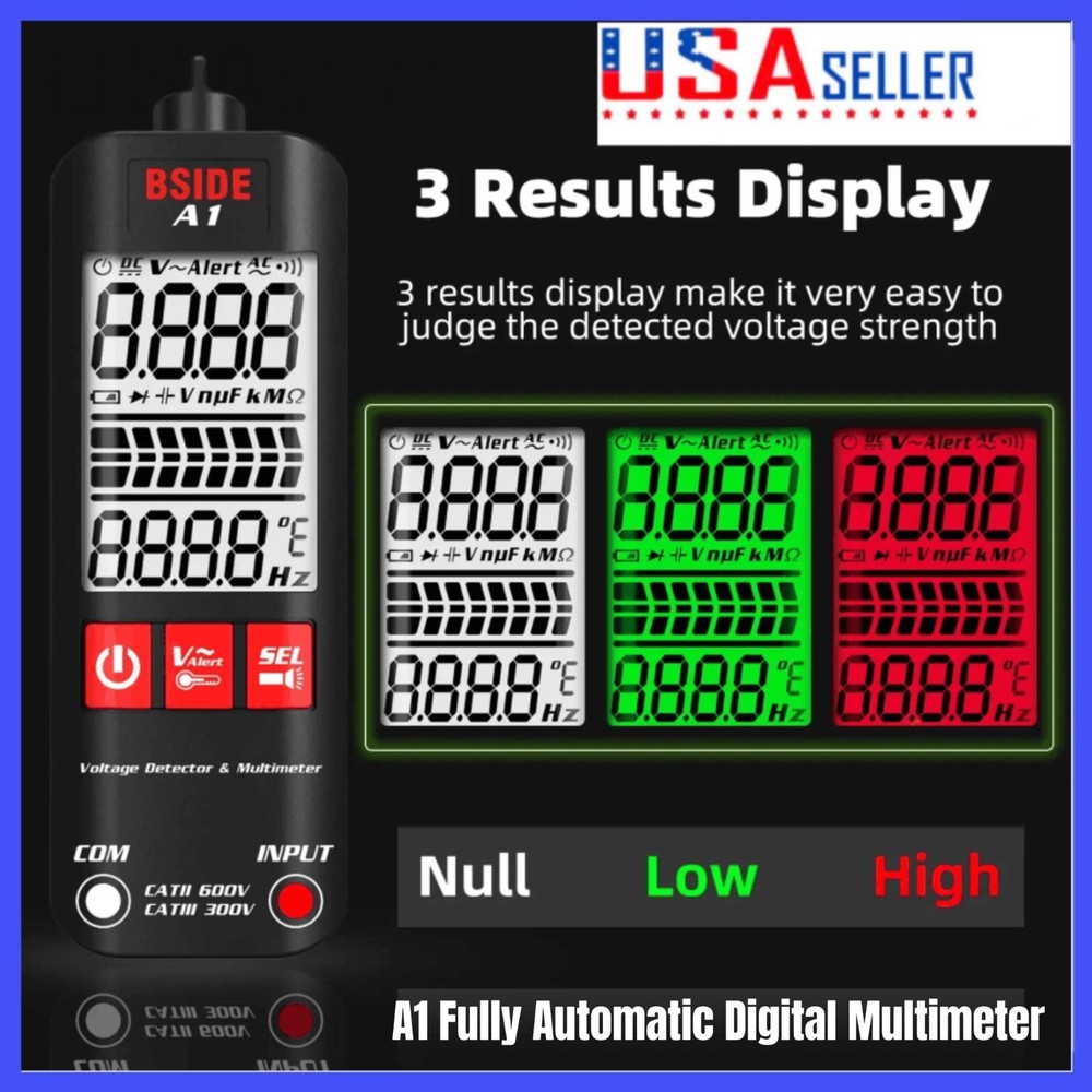 A1 Fully Automatic Digital Multimeter Backlight Voltage Tester Voltmeter DC AC