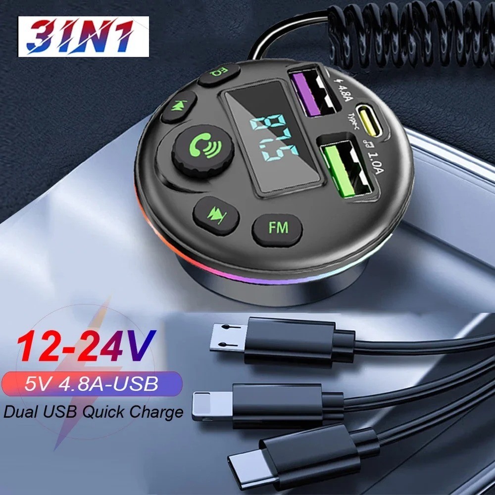 Car Bluetooth 5.0 FM Transmitter MP3 Player Handsfree Charger