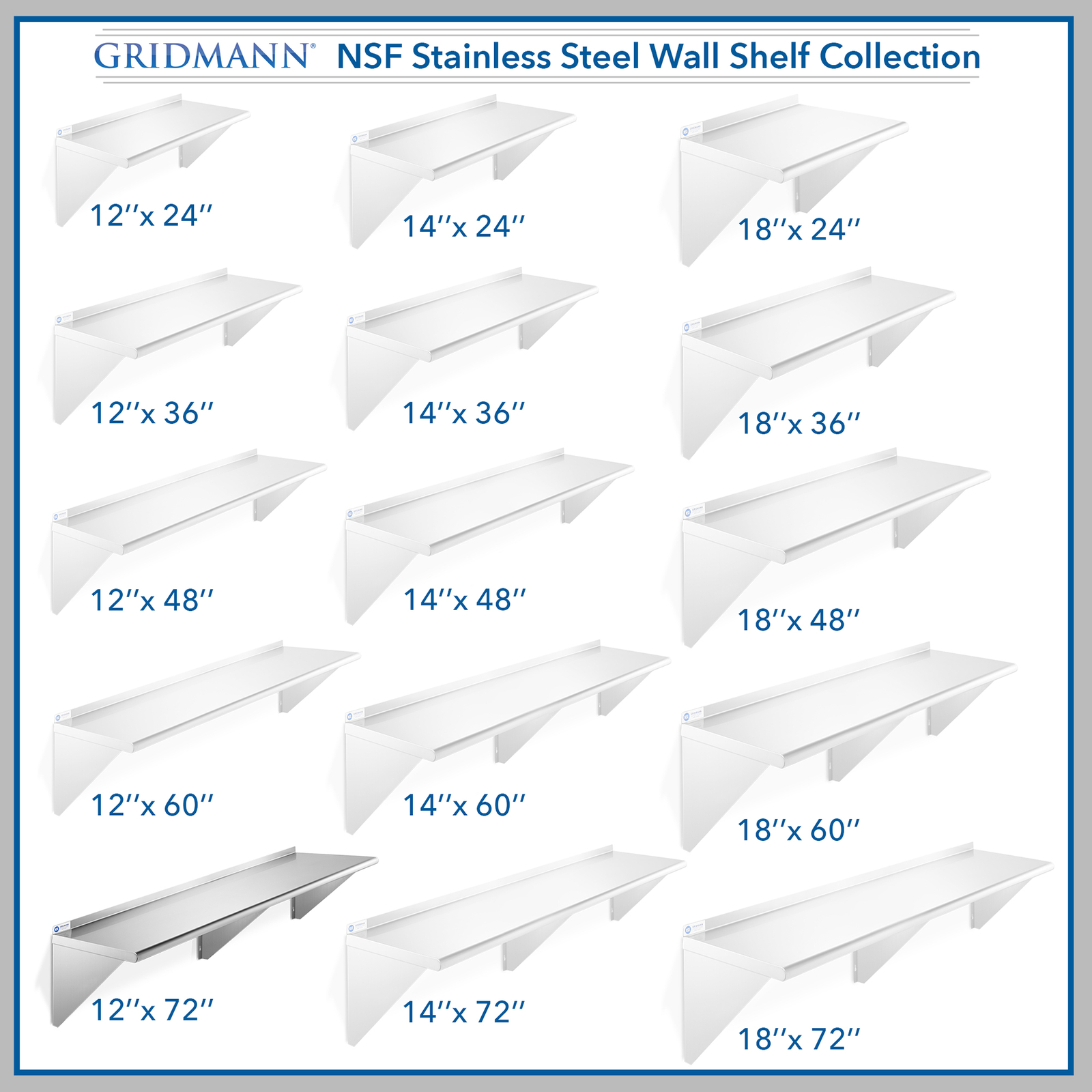 NSF Stainless Steel 12" x 72" Wall Shelf Commercial Kitchen Restaurant Shelving