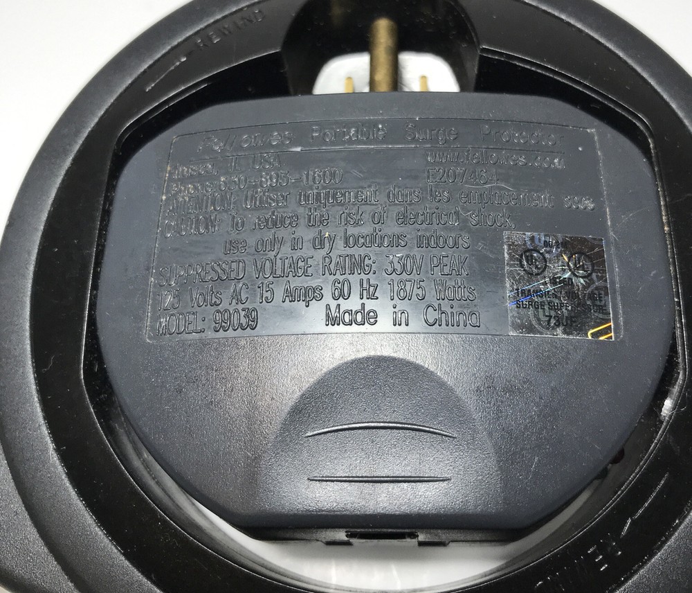 Fellowes Round Portable Surge Protector Model 99039