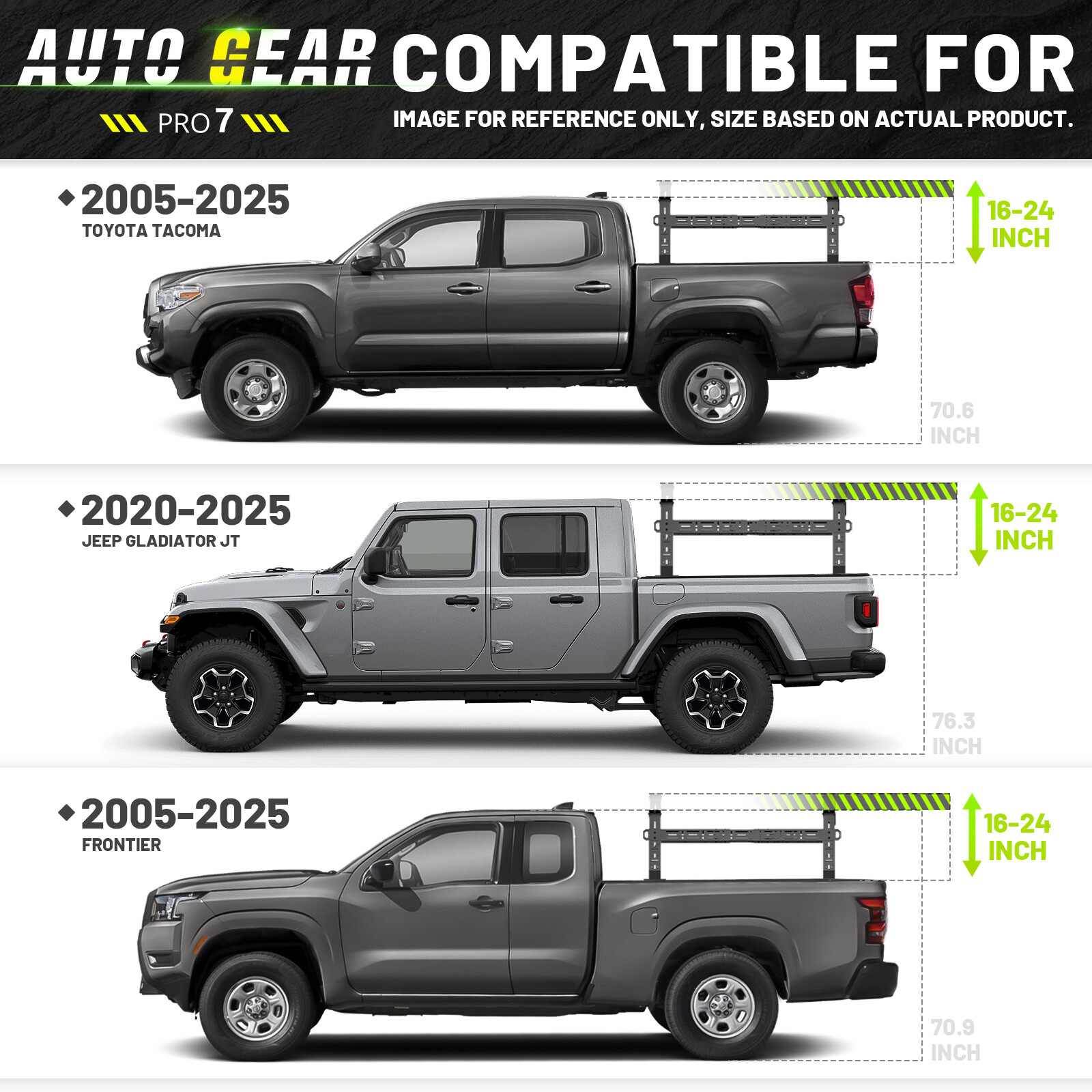 Adjustable 16-24.8" High Truck Bed Racks For 2005-2025 Tacoma,2005-2025 Frontier