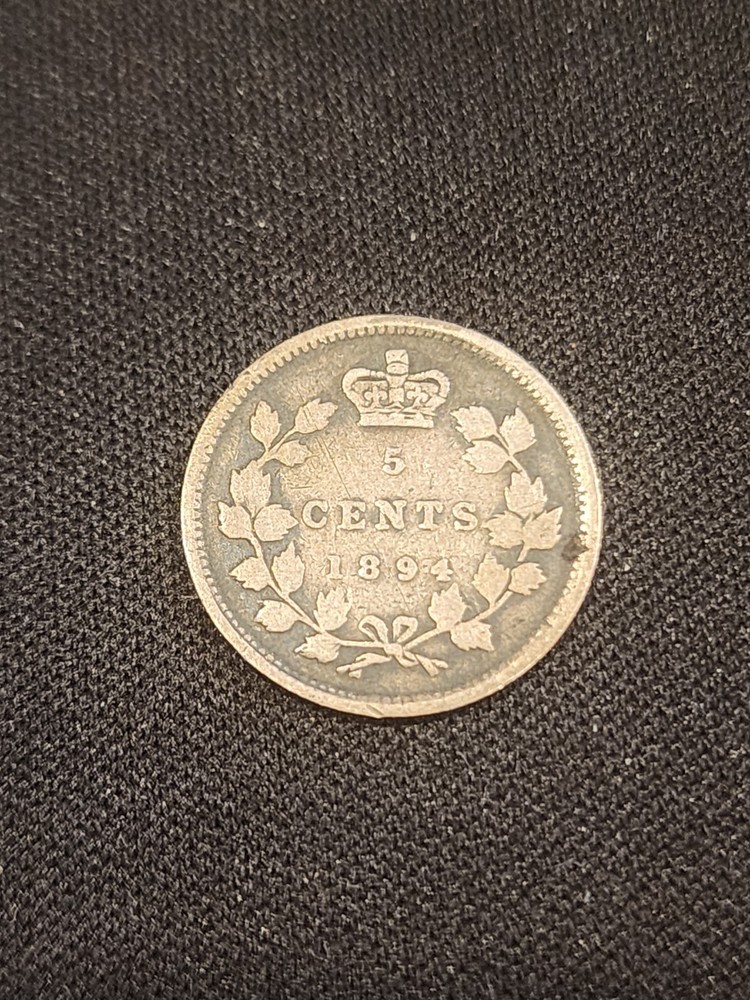 1894 Canada 5 Cents Silver Coin