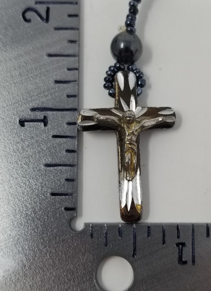 Vintage Black Hematite Bead Rosary