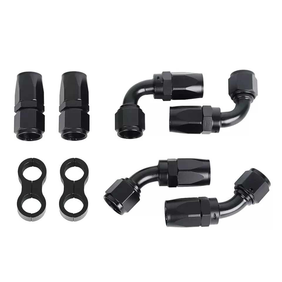 6AN 8AN 10AN 12AN Fuel Line Kit Nylon Braided Hose Fitting Kit CPE 10/20FT Black