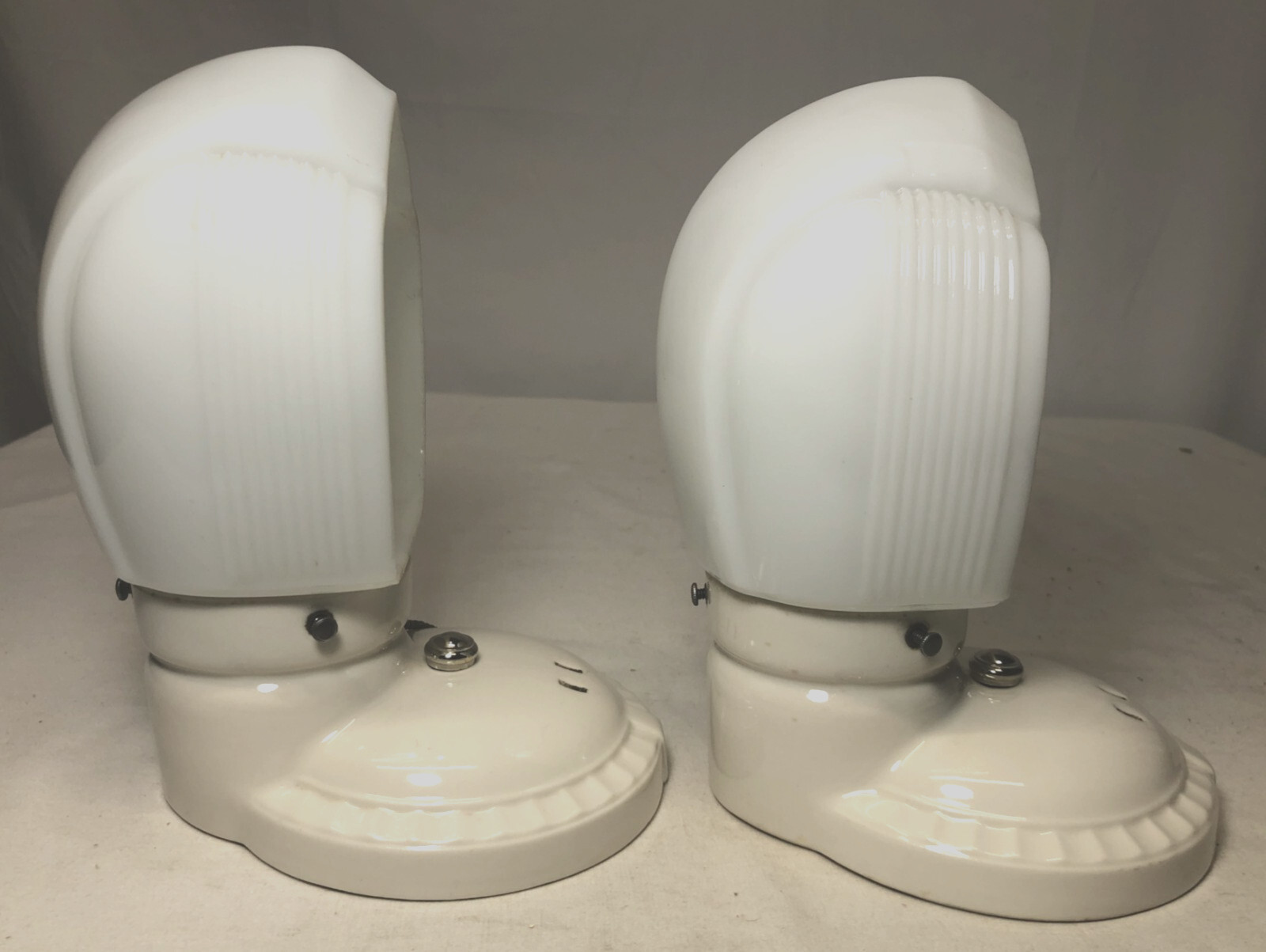 Vtg Porcelain Wall Sconce Pair Antique Ceramic Light Fixture Art Deco USA #i33
