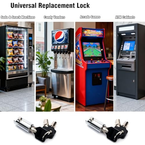 2 Pack Vending Machine Locks Keyed Alike with 6 Keys, High Security Tubular
