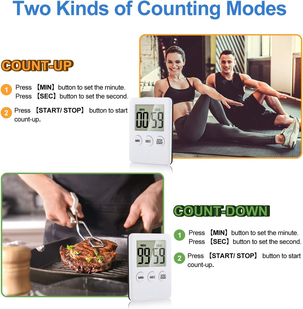 LCD Digital Kitchen Cooking Timer Count-Down Up Clock Loud Alarm Magnetic Lot