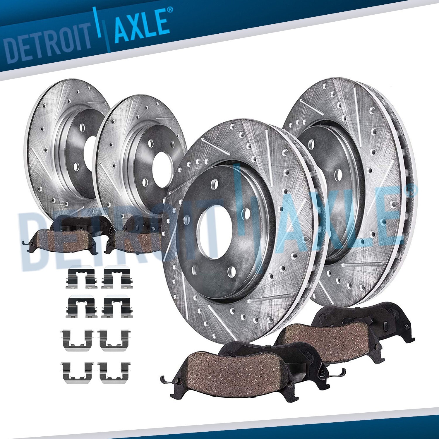 Front Rear Drilled Rotors Brakes Pads for Hyundai Elantra Veloster GT Kia Forte5