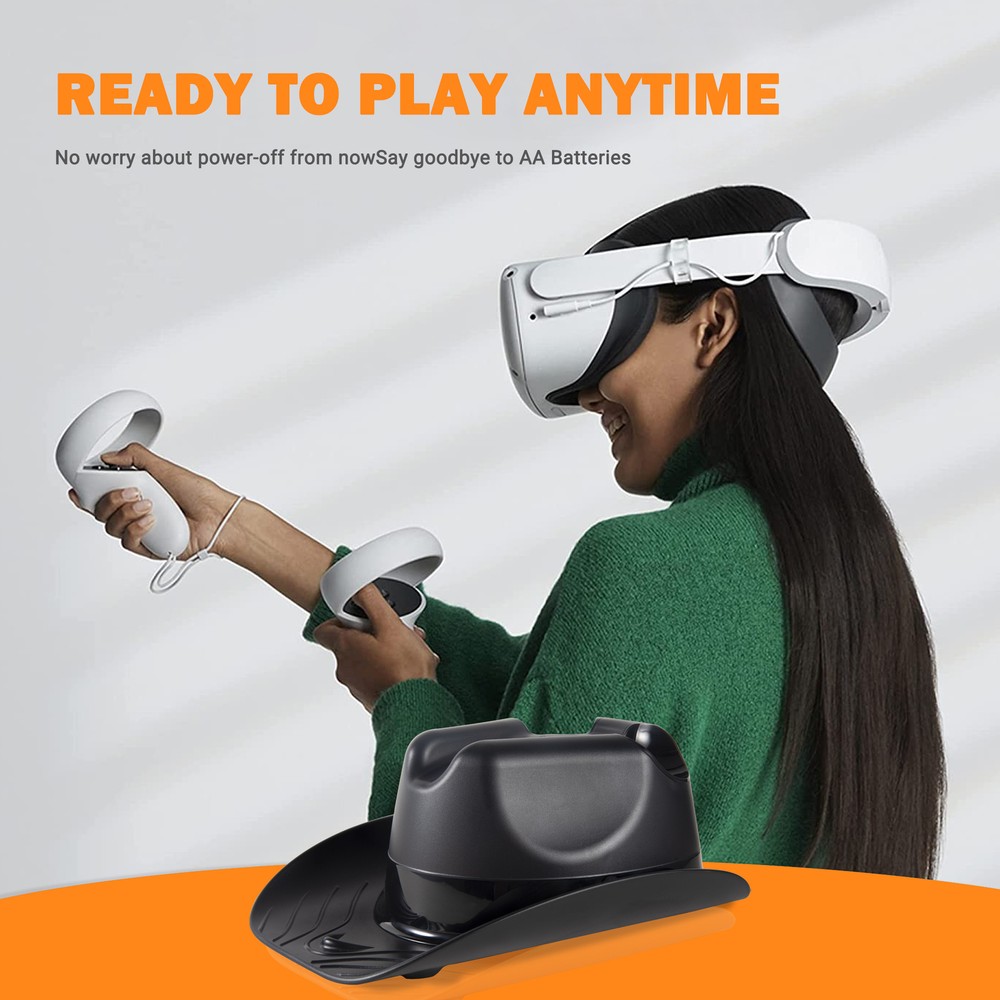 VR Charging Stand &Dock for Oculus Quest 2 with Rechargeable Battery