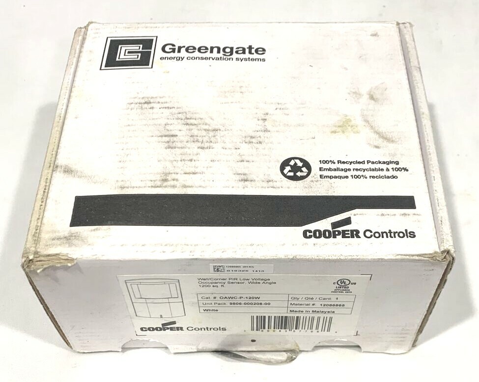 Cooper Greengate Wall/Corner PIR low Voltage Occupancy Sensor Wide Angle