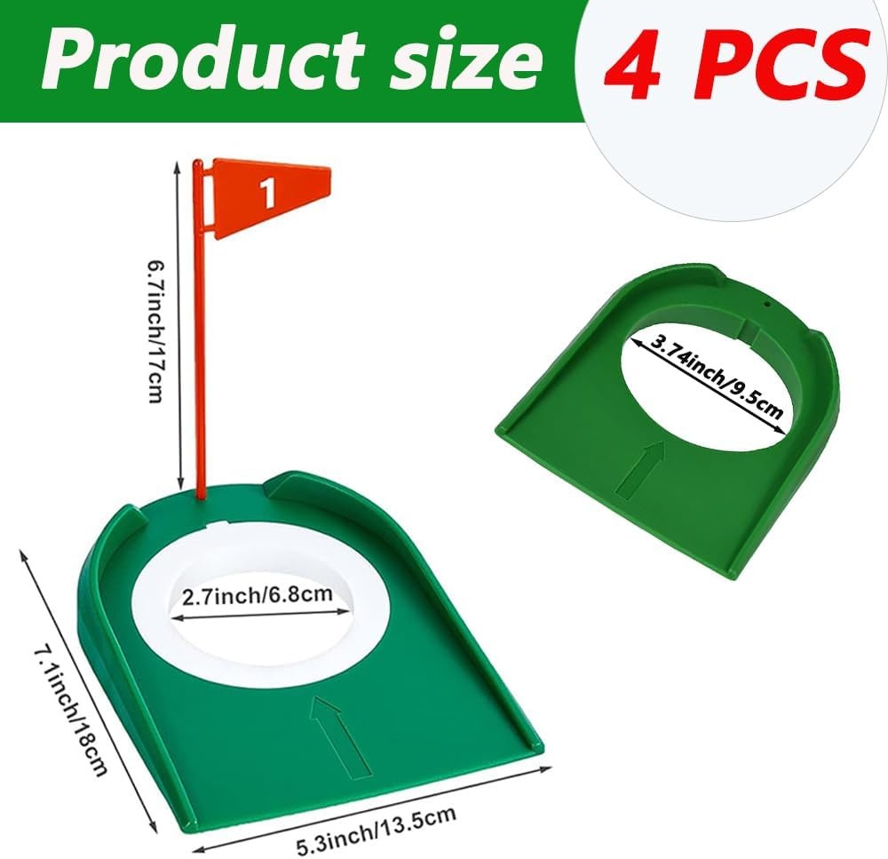 Golf Putting Cups 4 Pack Training Aid Set Practice Hole Cover Simulator Kit