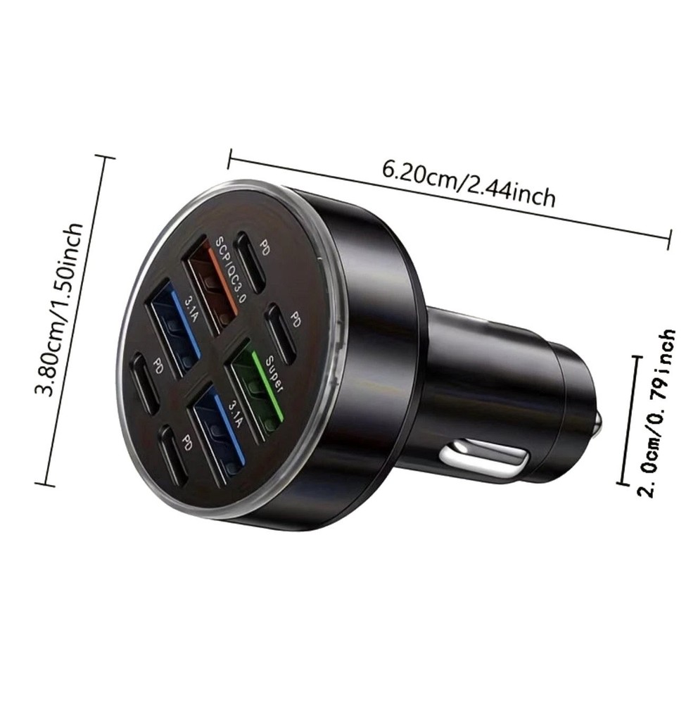 66W USB Car Charger Type C Fast Charging Phone Adapter Socket Cigarette Lighter