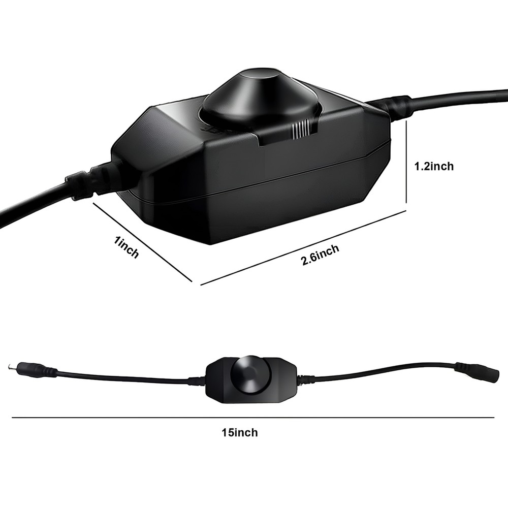 Inline Manual Dimmer Switch for LED Strip Light, Black