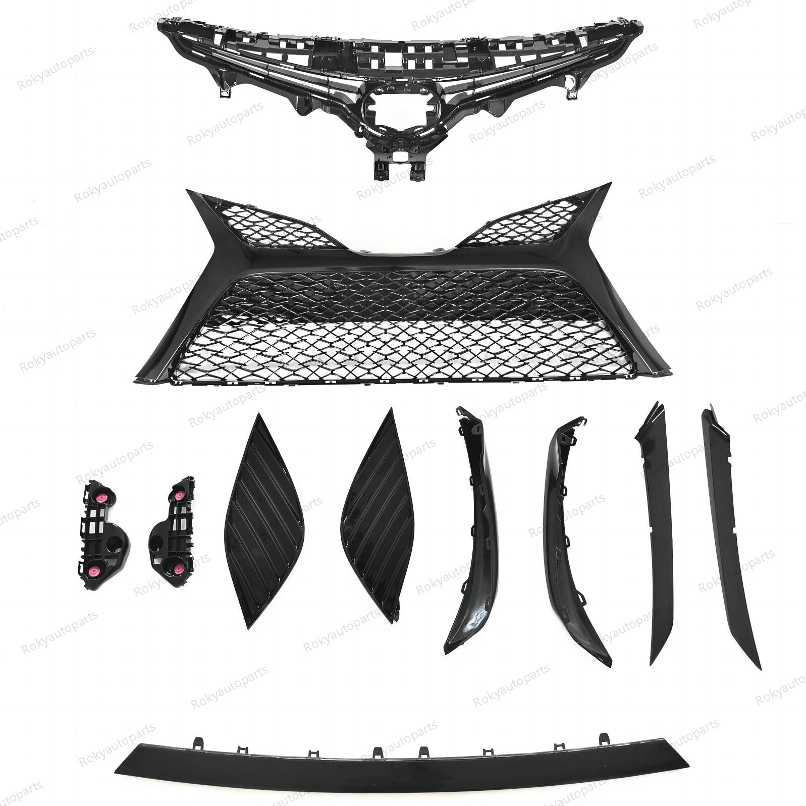 For Camry SE 2018-2020 Front Bumper Upper Lower Grille Mesh Molding Trim + Cover