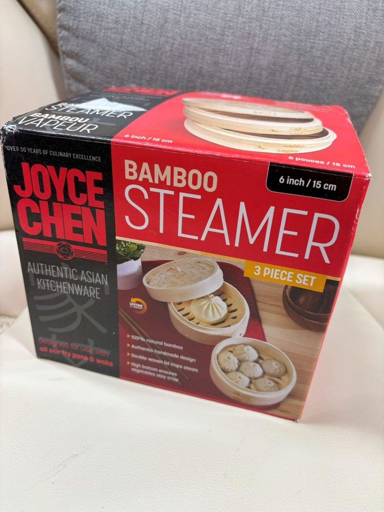 Joyce Chen 2-Tier Bamboo Steamer Baskets, 6-Inch