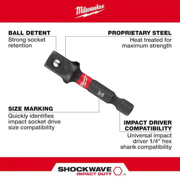 Shockwave 3pc Impact Duty 1/4″ Hex Shank Socket Adapter Set Optimized Shockzone