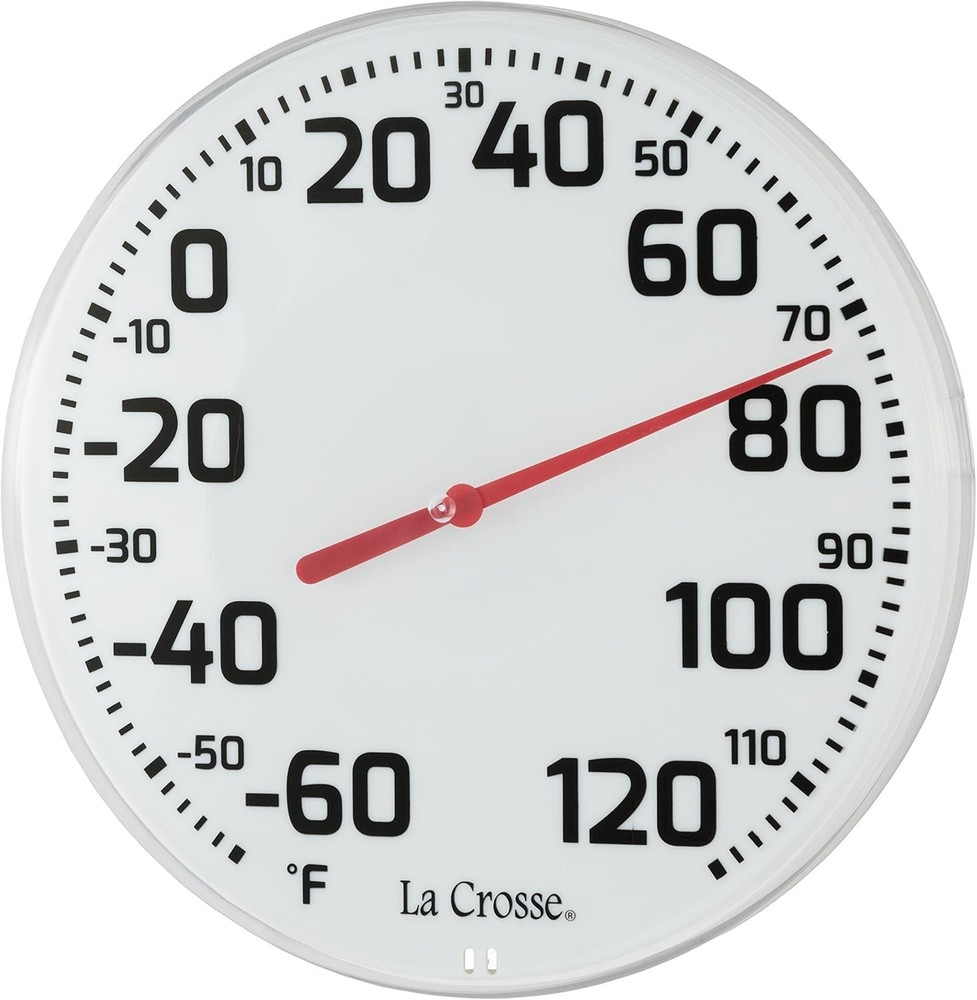 La Crosse 8" Round Analog Dial Thermometer, White