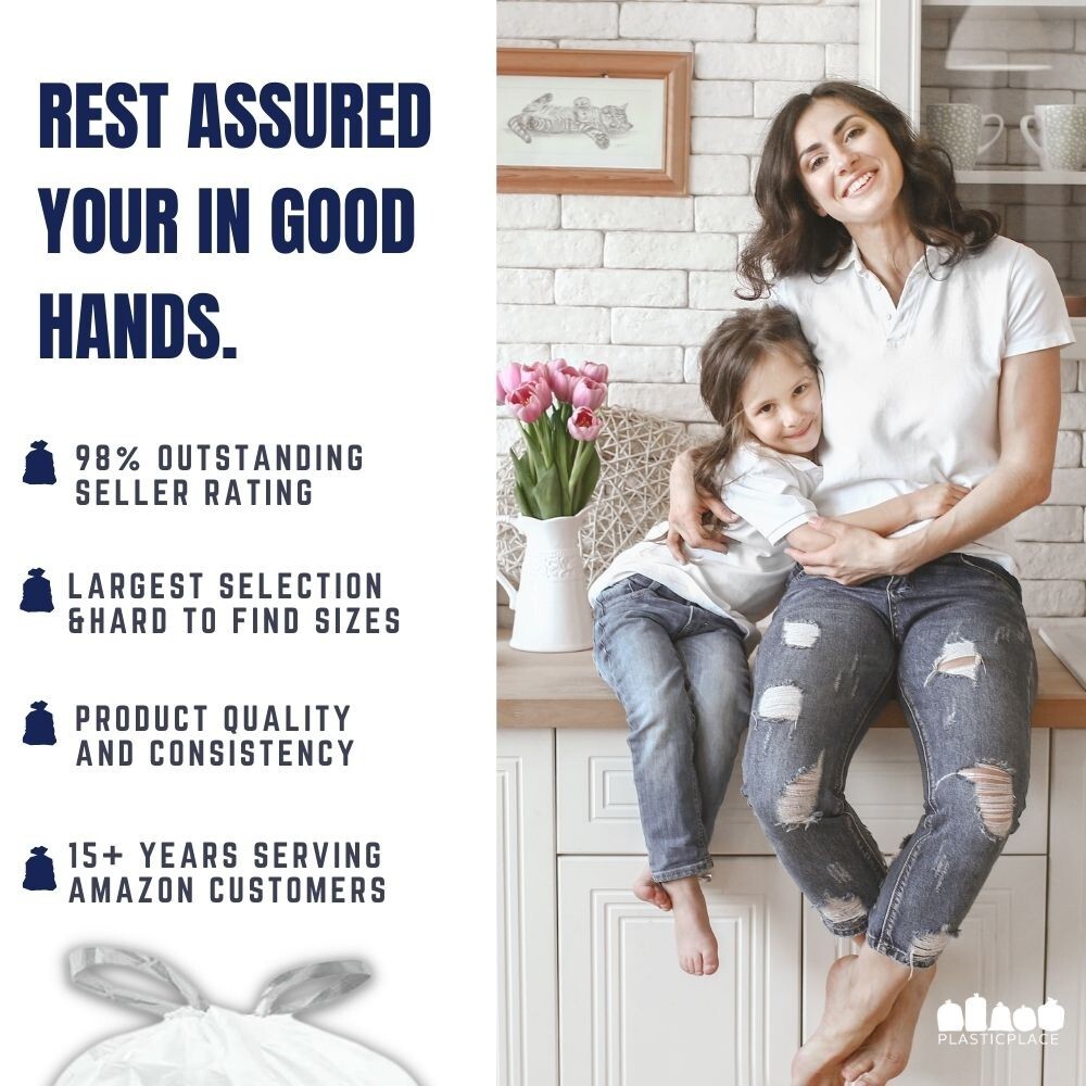 Plasticplace 8 Gallon White Trash Bags, 0.7 Mil, 200 Case