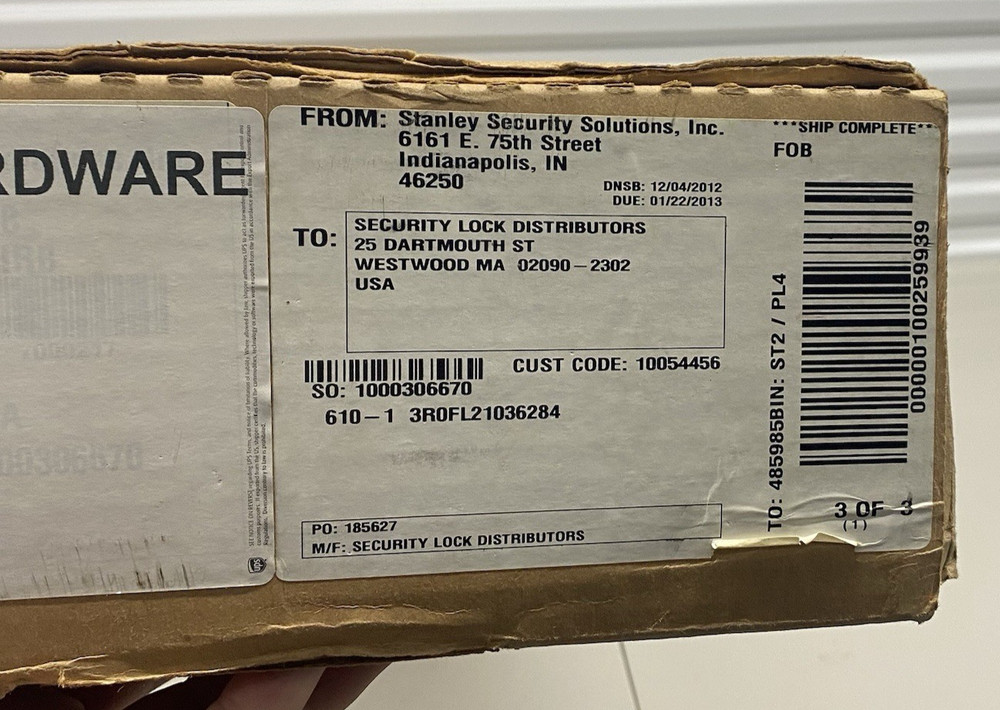 Stanley Precision Hardware 2103 628 48 Exit Device EXIT BAR ONLY BRAND NEW