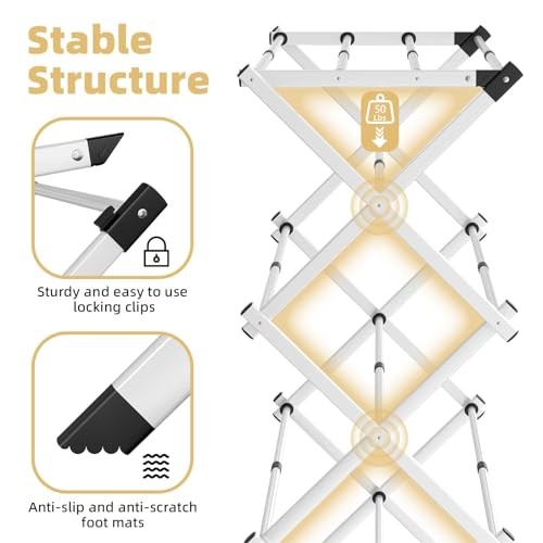 Clothes Drying Rack Foldable,Space-Saving Expandable & Portable Drying White