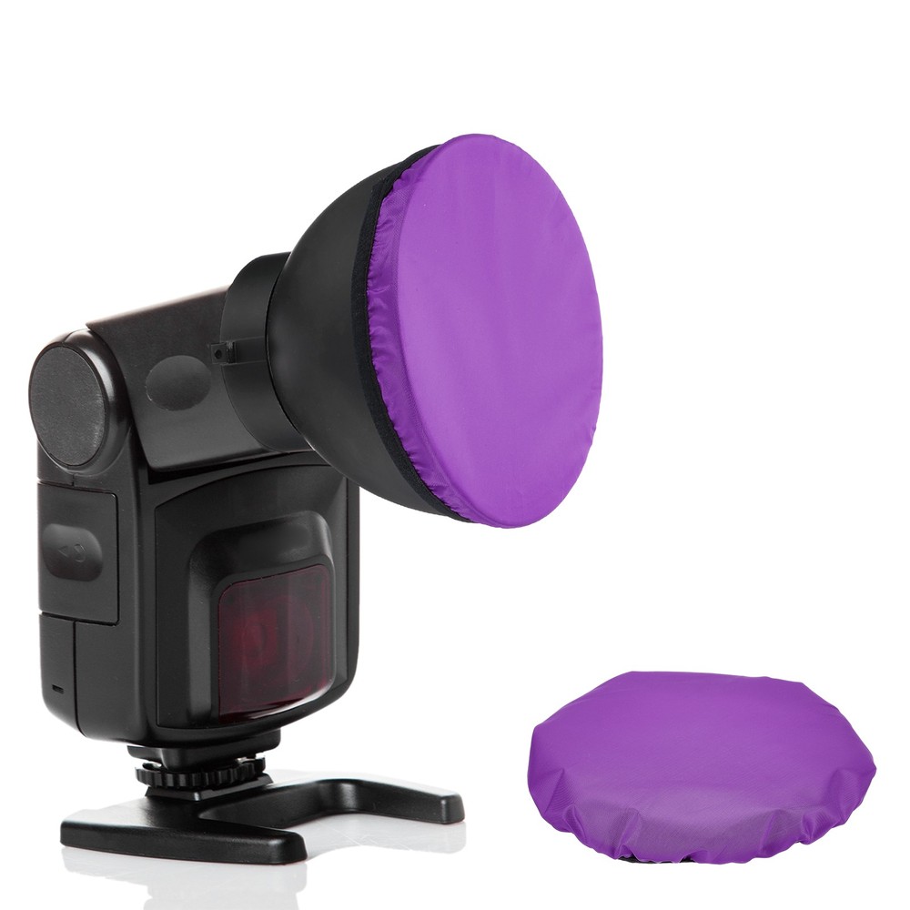 5pcs 7.1" x 7.1" Soft Mini Flash Bounce Diffuser Cap, for Flashlight, Purple