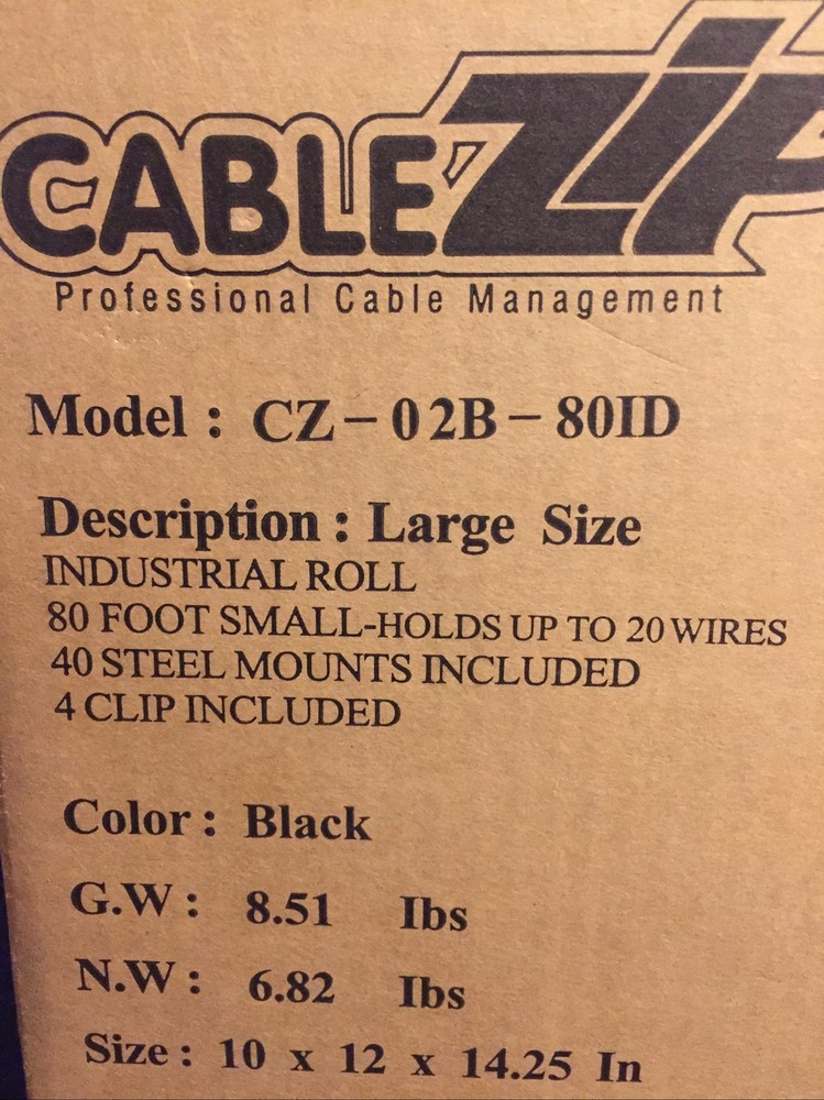 CableZip Professional Cable Management Large SIze Black Industrial Roll WOW
