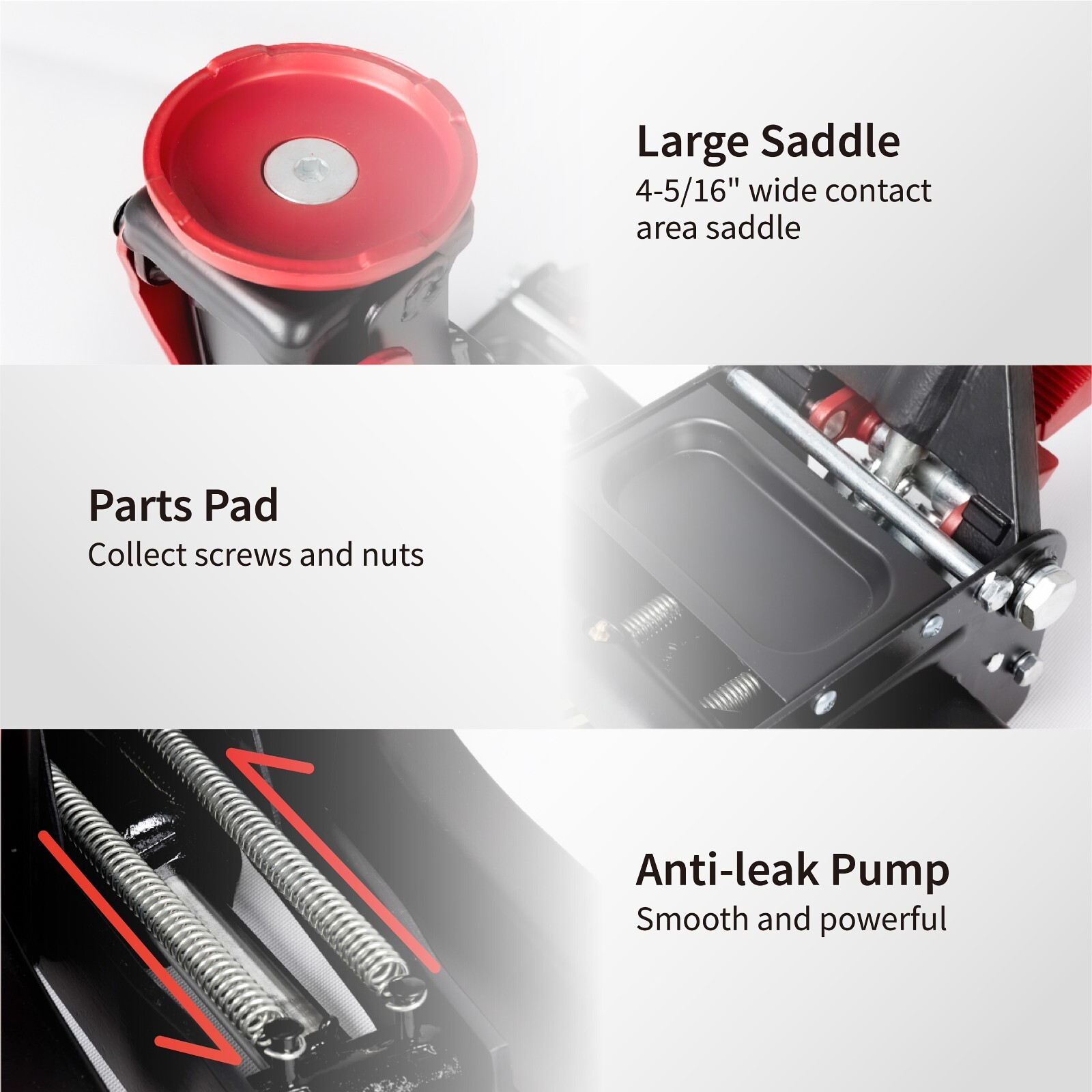 3-Ton Low Profile Hydraulic Floor Jack with Dual-Pump and Foot Pedal, Red