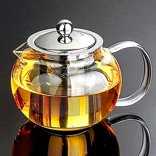 Clear Glass Tea Pot With Steel Infuser Leaf Teapot Stovetop Safe 22Oz \660ml