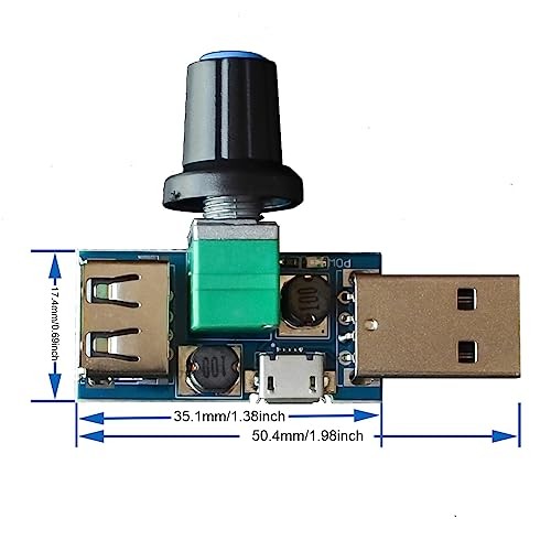 2 Pack USB Fan Controller Stepless Speed Regulator Air Volume Cooling Governor