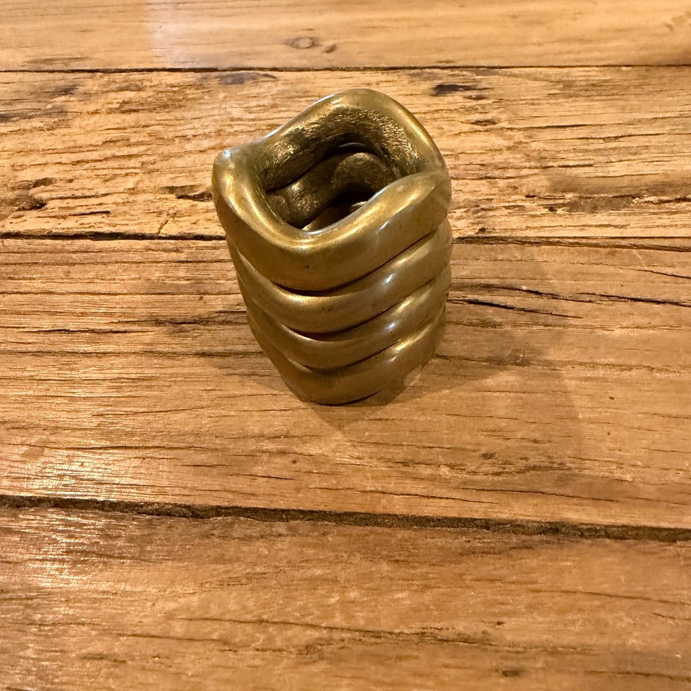 Four Vintage Solid Chain Bronze Napkin Rings