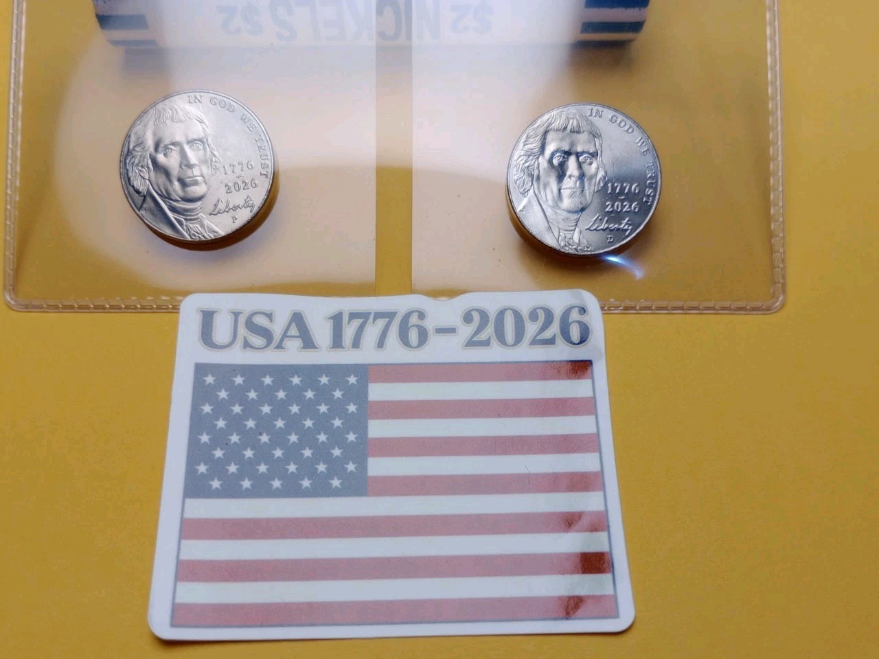 2026 P&D Nickels Dual Date (2) COIN SET from OBW Rolls in a plastic Flip