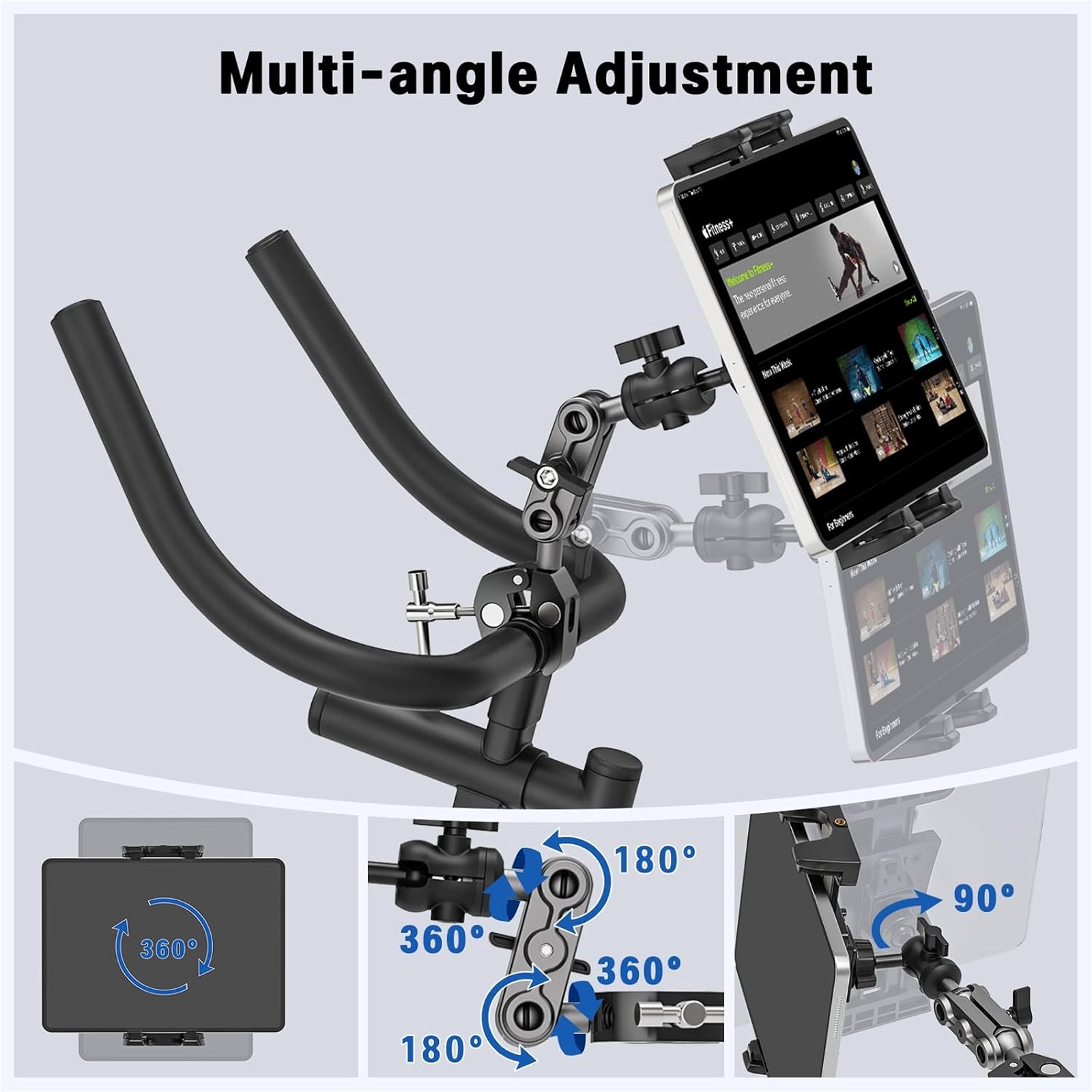Heavy Duty iPad Tablet Phone Holder Clamp for Mic Stand Bike Treadmill Peloton