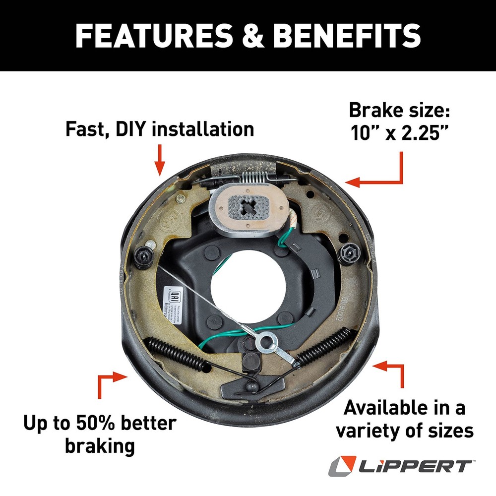Lippert Forward Self-Adjusting Replacement Brake for RVs, Left Side, 10" x 2.5"