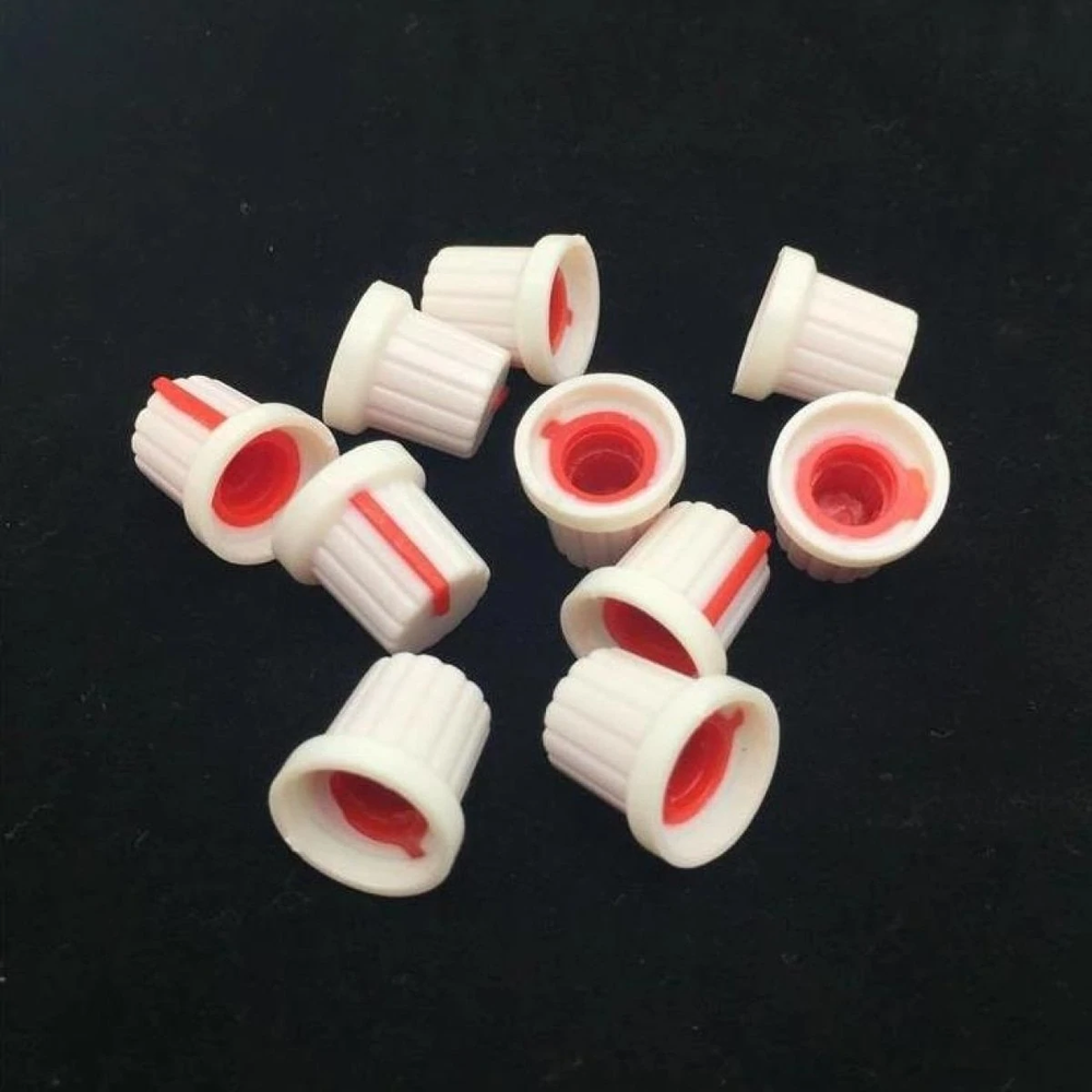 10pcs Red White Volume Control Rotary Knobs For 6mm Knurled Shaft Potentiometer