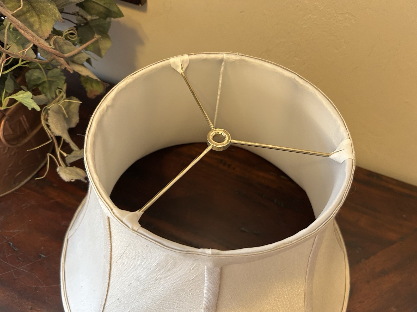 Octagonal Lined Raw Silk Bell Shaped Lamp Shade~16" base~10" tall