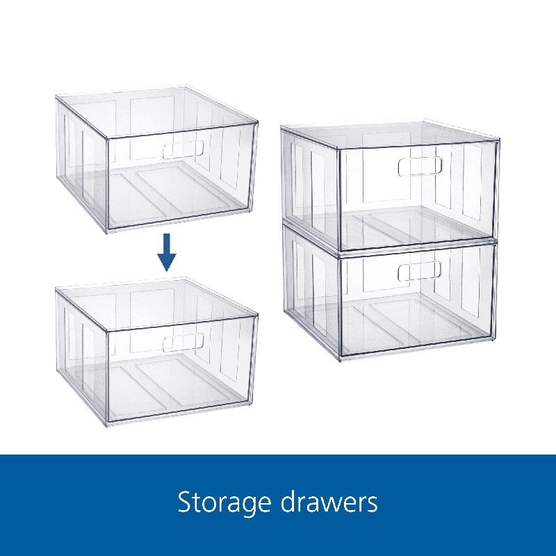 Extra Large Clear Storage Drawer Stackable Organizer Pull Out Closet Toys Shoes