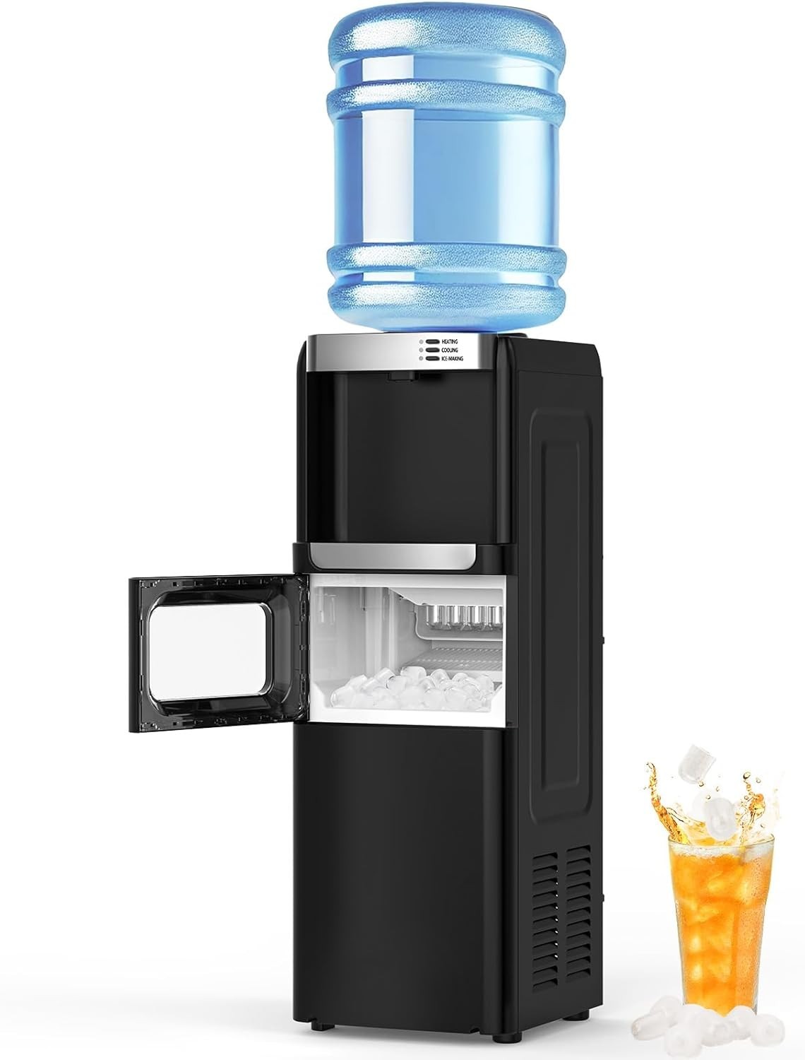 Water Dispenser with Ice Maker Function, Top Loading Hot and Cold Water Cooler