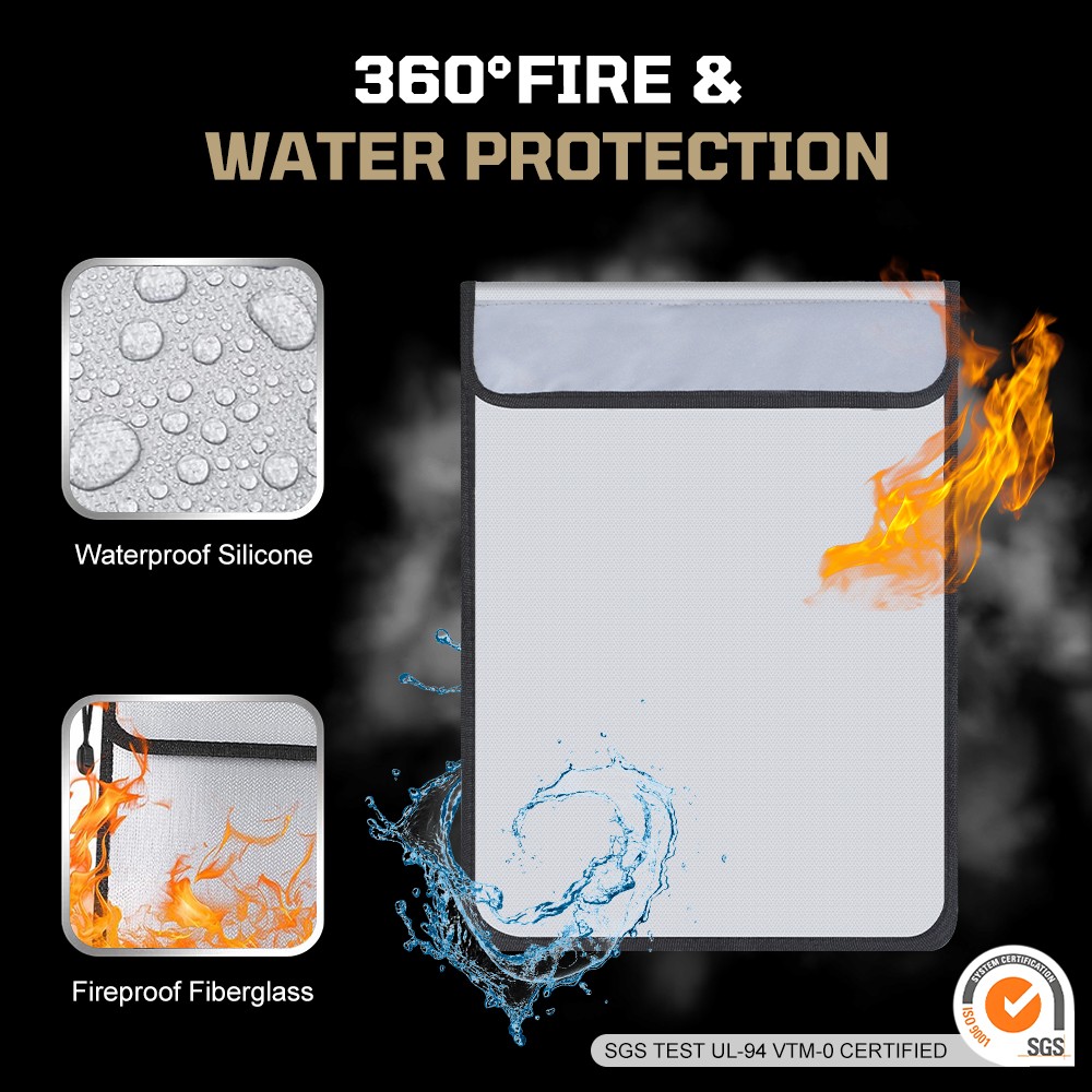 2000℉ Fireproof Document Bag Waterproof Money Pouch Safe Cash Envelope Large