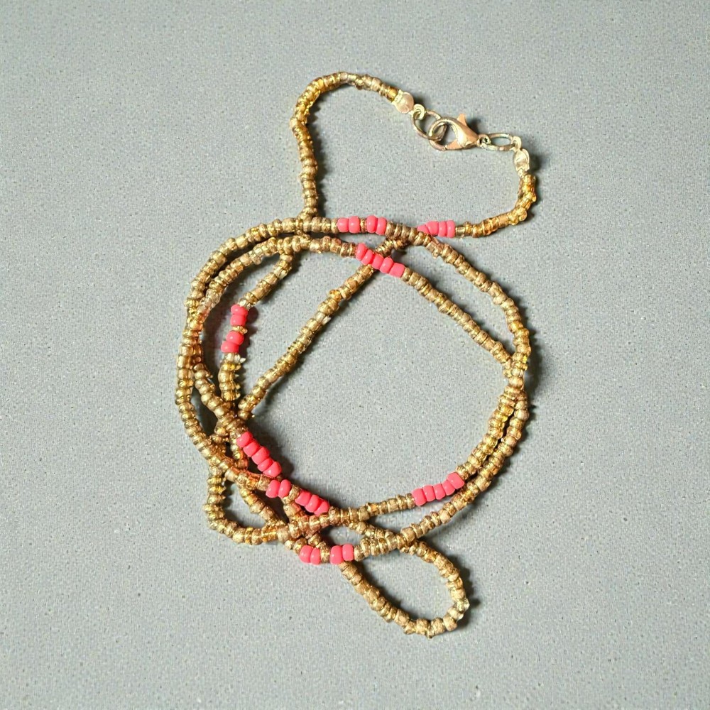 Pink and Gold Beaded Necklace